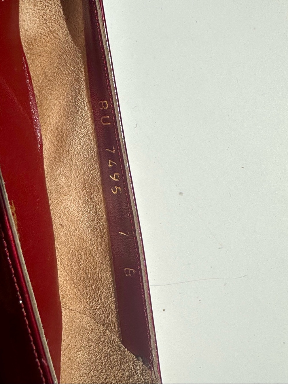 Salvatore Ferragamo Metallic Burgundy Red Patent Low Heel Ballet Pump, Bow, 7 B - Picture 8 of 15
